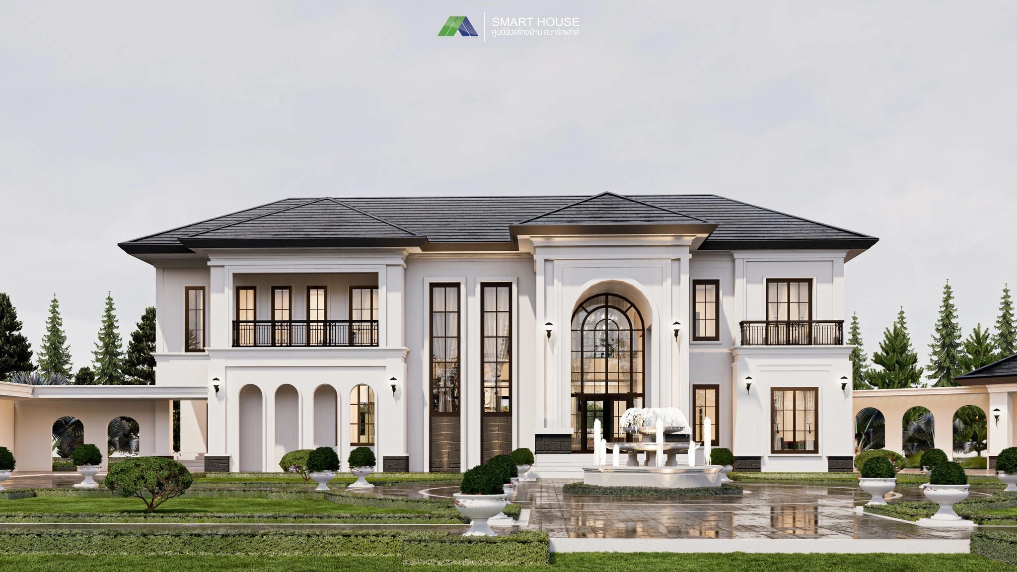 แบบบ้าน The Brianna House สไตล์Classic 2 ชั้น 4 ห้องนอน สร้างบนที่ดินของคุณ โดย SMART HOUSE รับสร้างบ้านมหาสารคาม