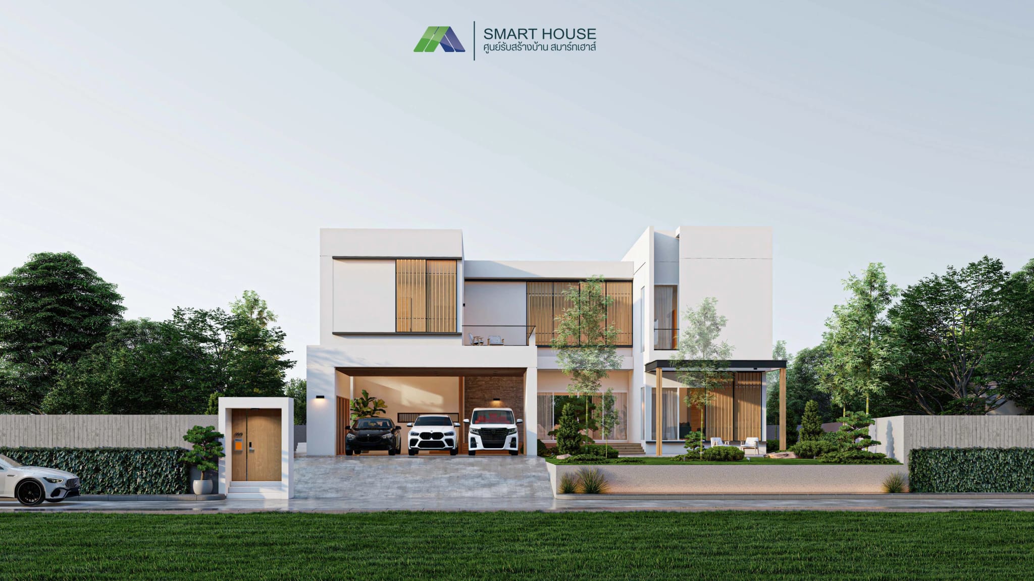 แบบบ้าน THE ELEGANT HOUSE สไตล์Modern 2 ชั้น 4 ห้องนอน สร้างบนที่ดินของคุณ โดย SMART HOUSE รับสร้างบ้านมหาสารคาม