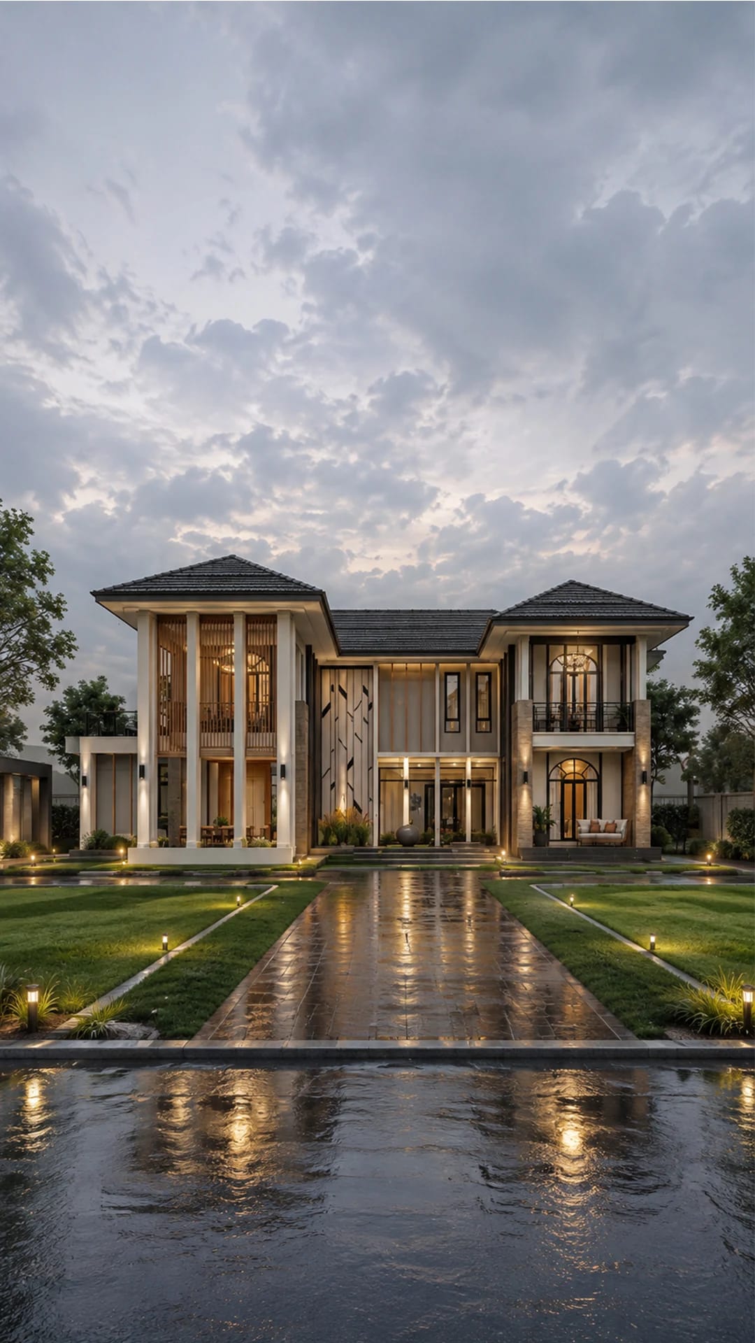 แบบบ้าน EAST MEETS WEST สไตล์Contemporary 2 ชั้น 4 ห้องนอน สร้างบนที่ดินของคุณ โดย SMART HOUSE รับสร้างบ้านมหาสารคาม